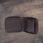 Men's Brown Leather Wallet Zip Around Rugged Leather Rfid Protected, thumbnail 7 of 7