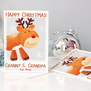 Personalised Reindeer Family Christmas Card, 3 of 9