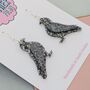 Black Pigeon Glitter Resin Earrings, thumbnail 2 of 4