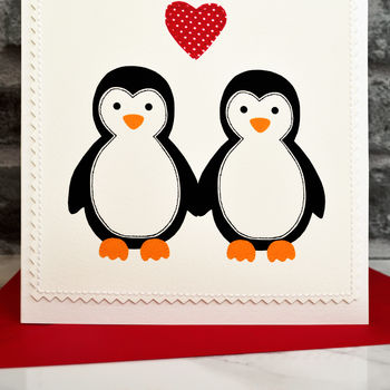 'Penguins' First Married Christmas Card For Couples, 2 of 3