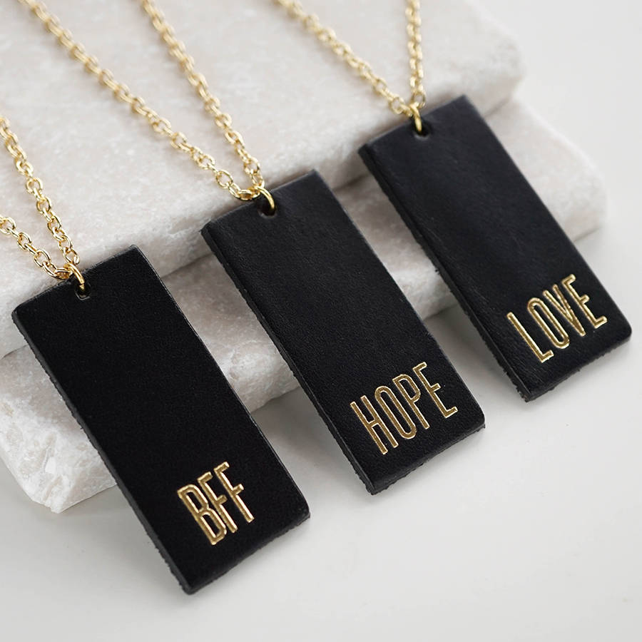 Personalised Leather Tag Necklace By Wue