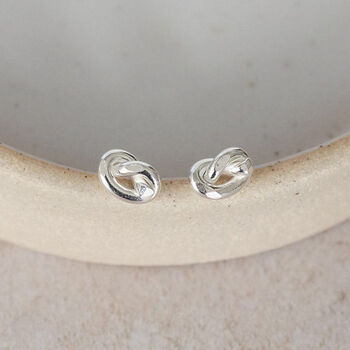 Sterling Silver Love Knot Studs, 2 of 3