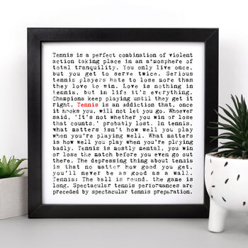 Tennis Quotes Gift Print, 2 of 9