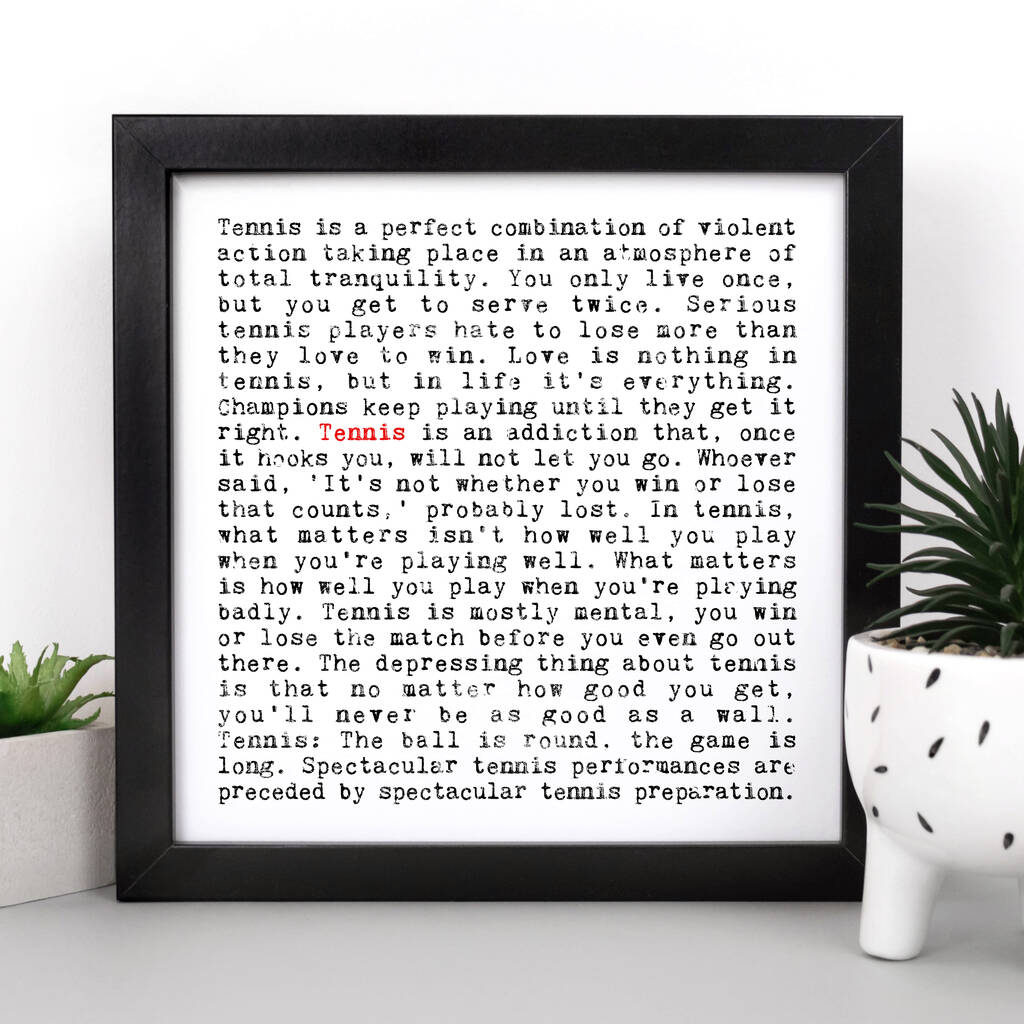 Tennis Quotes Gift Print, 1 of 7