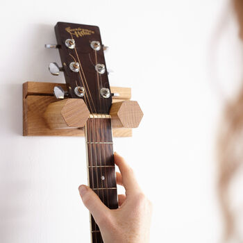 Wall Mounted Solid Oak Guitar And Plectrum Stand, 5 of 11