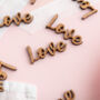 Wooden Love Script Table Confetti Decorations, thumbnail 2 of 2