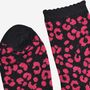 Women's Glitter Socks Pink Black Leopard Print, thumbnail 4 of 5