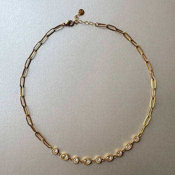 18k Gold Plated Necklace With Crystal Accents, 2 of 2