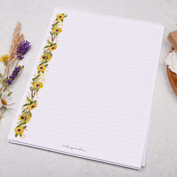 A4 Letter Writing Paper With Yellow Sunflower Border, 3 of 4