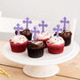 Christening Cross Cupcake Toppers Set Of 10 Decorations, thumbnail 1 of 3