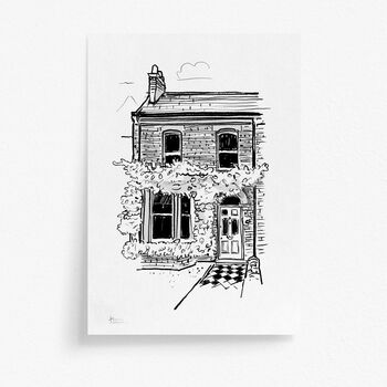 'Black And White Hand Drawn House Portrait', 5 of 7