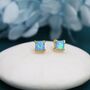 Blue Opal Square Stud Earrings In Sterling Silver, thumbnail 6 of 12
