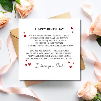 Romantic Poem Birthday Card, Love Card For Him Or Her, 2 of 3