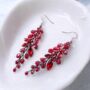 Red Crystal Drop Earrings With Black Wire Detailing, thumbnail 2 of 3