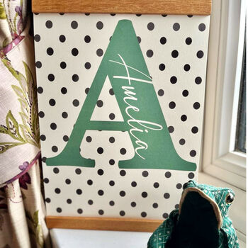 Personalised Polka Dot Initial Nursery Print, 2 of 2