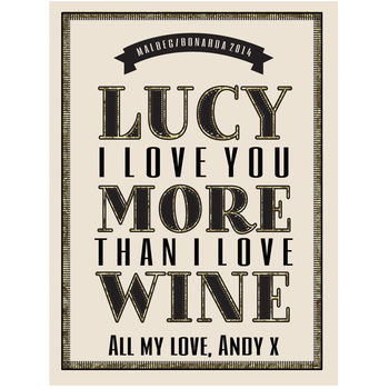 'I Love You More Than Wine' Personalised Wine, 4 of 7