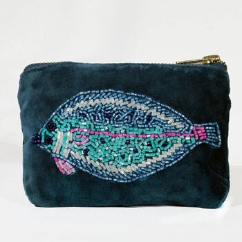 Velvet Beaded Flat Fish Coin Purse, 2 of 4