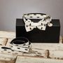 Christmas Black And White Tree Bow Tie And Lead Set, thumbnail 1 of 7