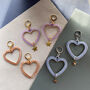 Hand Beaded Pastel Frosted Heart Hoop Earrings, thumbnail 2 of 6