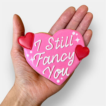 Vegan I Still Fancy You Heart Valentine's Letterbox Iced Cookie, 2 of 9