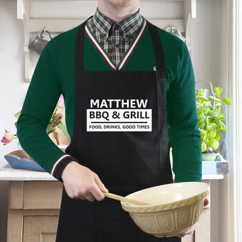 Personalised BBQ And Grill Black Apron, 2 of 3