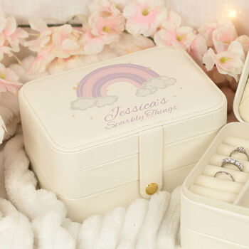 Rainbow Two Layer Travel Jewellery Box With Mirror, 2 of 5