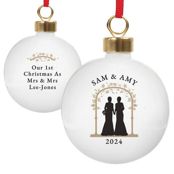 Personalised Mrs And Mrs Christmas Bauble, 2 of 2