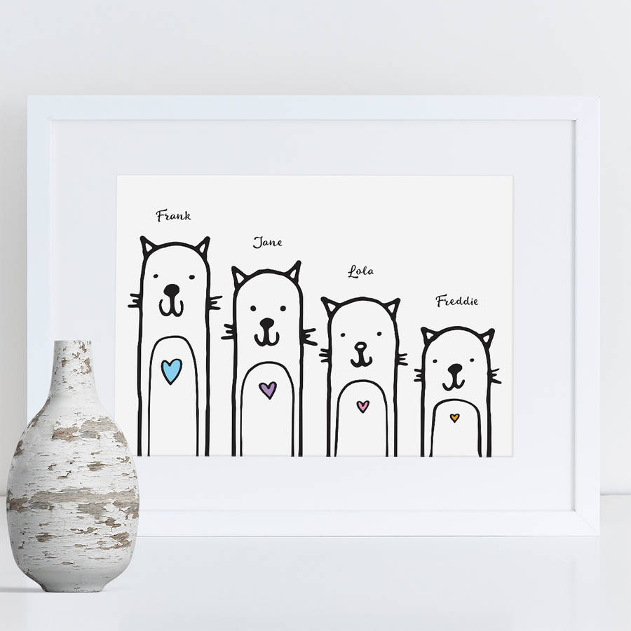 family cats print personalised by a is for alphabet ...