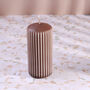 G Decor Velluto Caffè Sculpted Coffee Toned Ribbed Pillar Candle In A Velvet Matte Finish, thumbnail 3 of 3