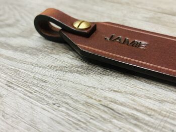 Personalised Date Leather Bookmark, Spanish Brown, 3 of 11