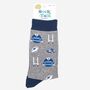 Men's Rugby Bamboo Socks In Grey And Blue, thumbnail 4 of 4