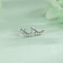 Sterling Silver Tiny Shooting Star Cz Internally Threaded Earrings, thumbnail 1 of 12