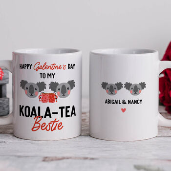 Personalised Mug 'Galentine Koala Tea Bestie', 3 of 4