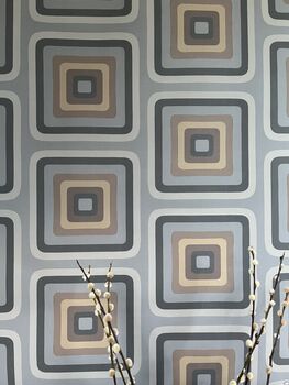 Retro Square Wallpaper Grey / Brown, 4 of 10