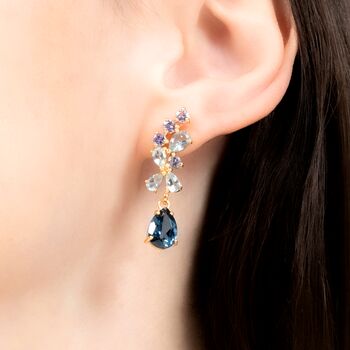 Blue Gemstone Drop Earrings In Sterling Silver And Gold, 6 of 10