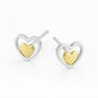 Sterling Silver And Gold Double Heart Stud Earrings – 9mm, thumbnail 10 of 10