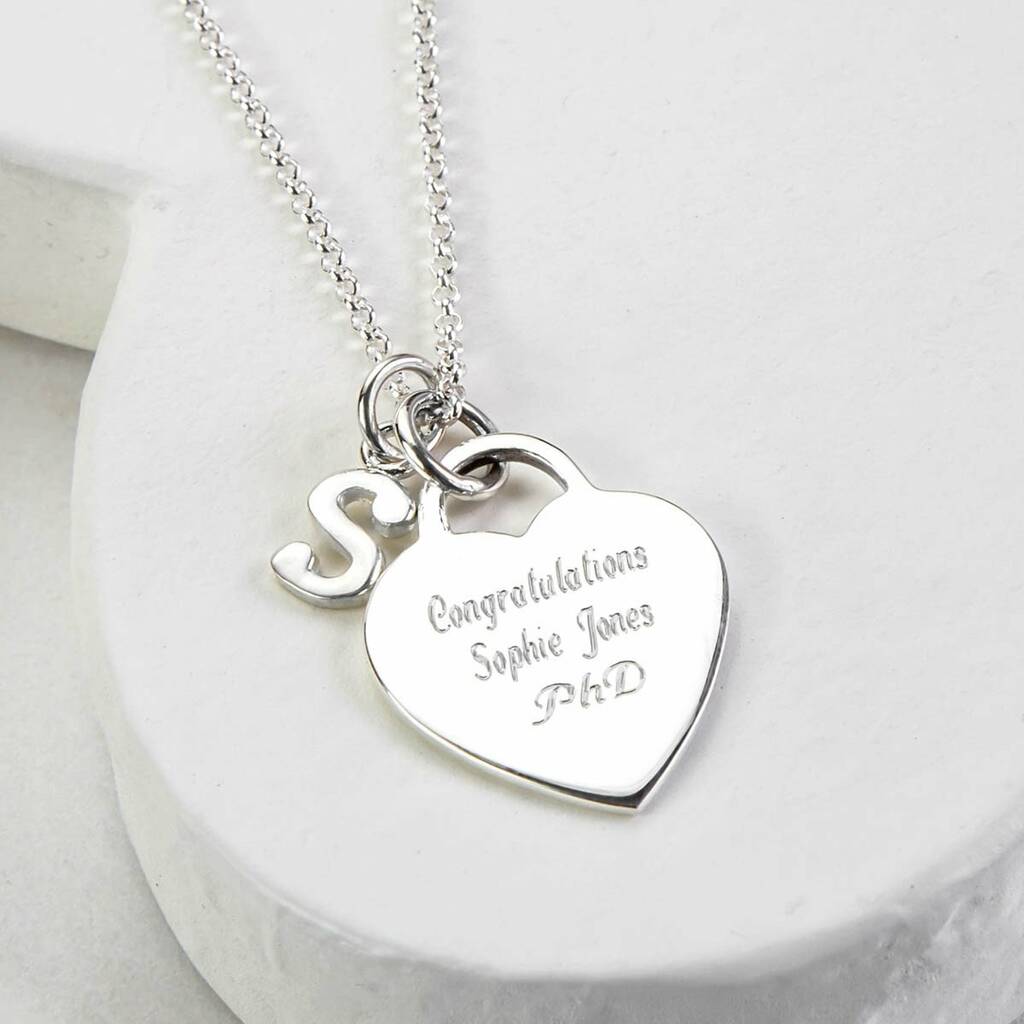 Sterling Silver Large Engravable Heart Necklace, 1 of 4