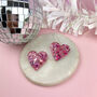 Pink Acrylic Shimmer Fleck Heart Hoops, thumbnail 1 of 3