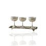 Three Piece White Dessert Bowl And Silver Tray Set, thumbnail 2 of 2