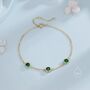Sterling Silver Extra Tiny Emerald Green Cz Trio Bracelet, thumbnail 2 of 10