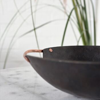 Large Forged Bowl With Copper Handles Personalized Gift, 3 of 7