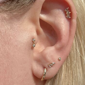 14k Solid Gold Diamond Dangly Labret Stud, 2 of 3