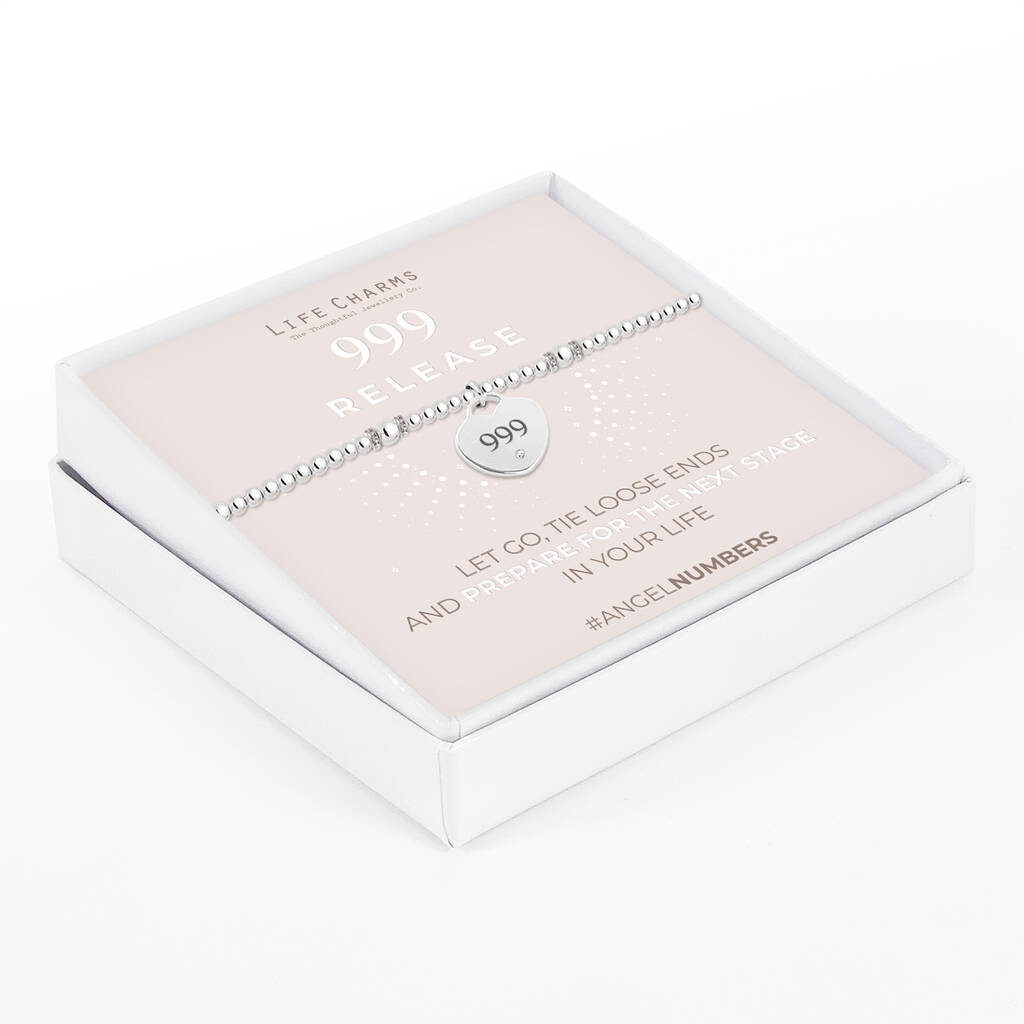 Angel Numbers 999 Silver Plated Beaded Bracelet, 1 of 3