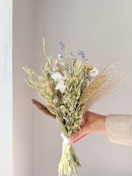 Dried Flower Bouquet With Oats, Grasses And Paper Daisies, 4 of 5