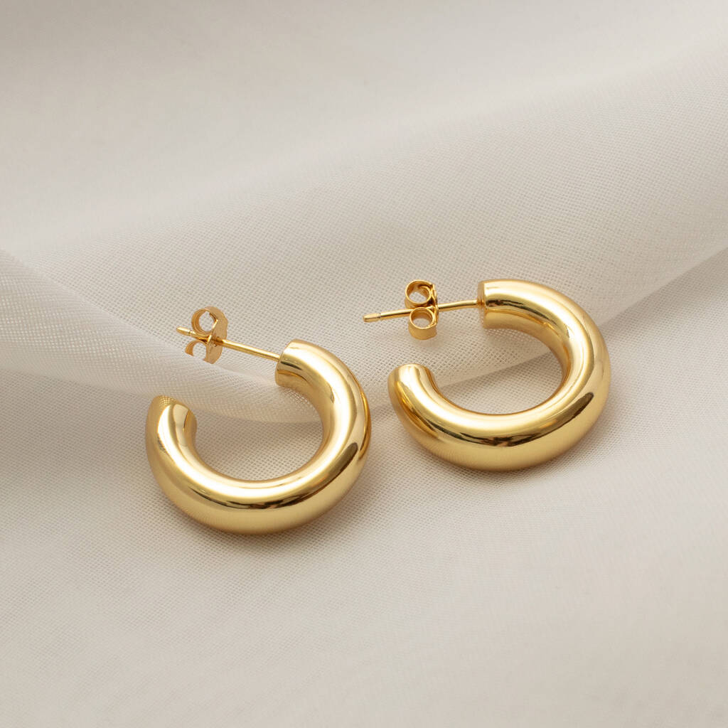 Minimalist 18k Gold Plated Hoops: Hypoallergenic Earrings