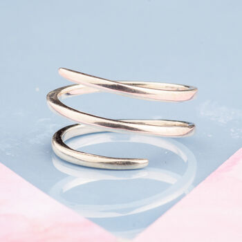 Corkscrew Silver And Gold Plate Spiral Rings, 7 of 8