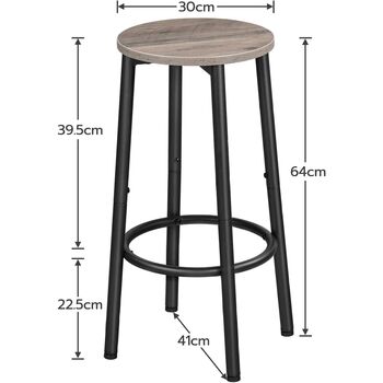 Set Of Two Pub Stools Round Bar Chairs Seats, 10 of 12