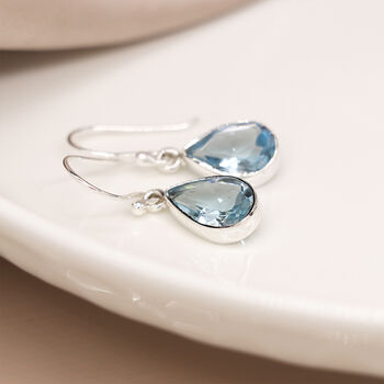 Sterling Silver Blue Topaz Teardrop Drop Earrings – 15mm X 10mm, 4 of 6