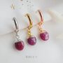 Ruby July Birthstone Hoop Earrings, thumbnail 4 of 10