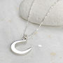 Lucky Horseshoe Sterling Silver Necklace On Long Chain, thumbnail 1 of 3